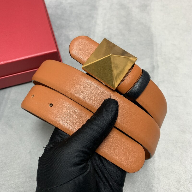 Female style cowhide female belt plain double cowhide 3.0 pairs with style plate buckle belt chic pyramid accessories belt