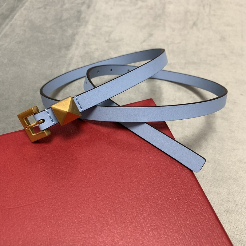 Mini version colored cowhide pin buckle belt to act the role of fashionable trouser belt waist 1.2CM women's waist belt