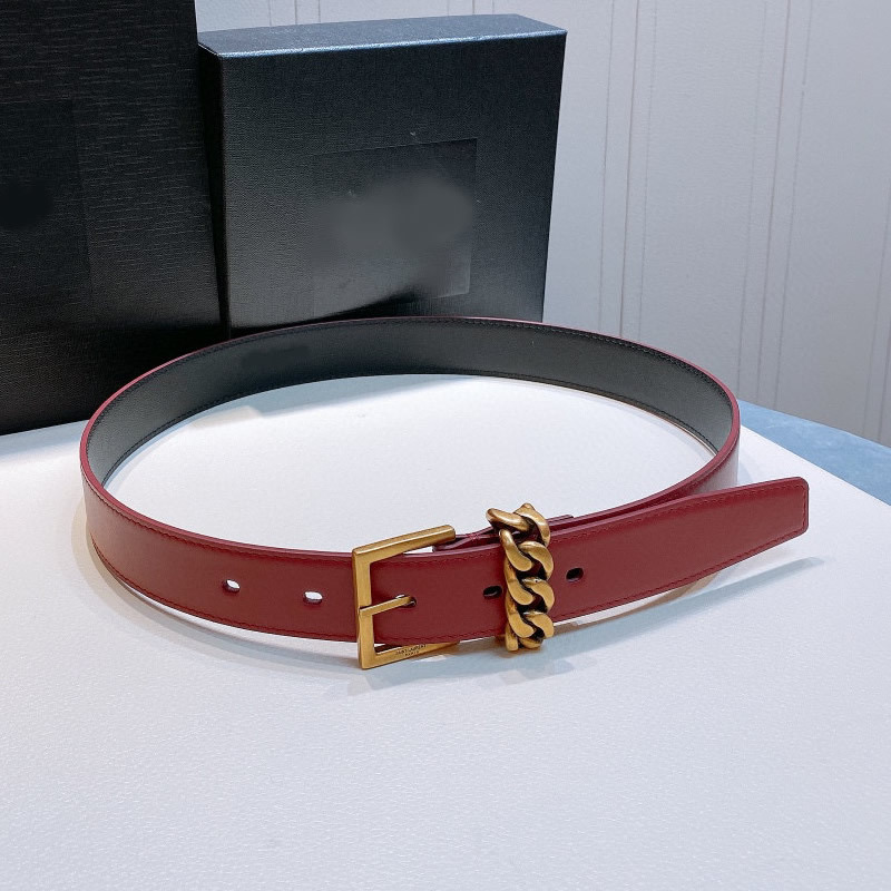 Versatile girl belt with shorts leather belt Cowhide fashion needle belt 3.0 thin edition belt retro chain metal belt