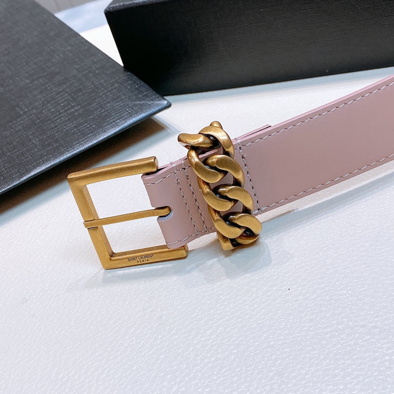 Versatile girl belt with shorts leather belt Cowhide fashion needle belt 3.0 thin edition belt retro chain metal belt