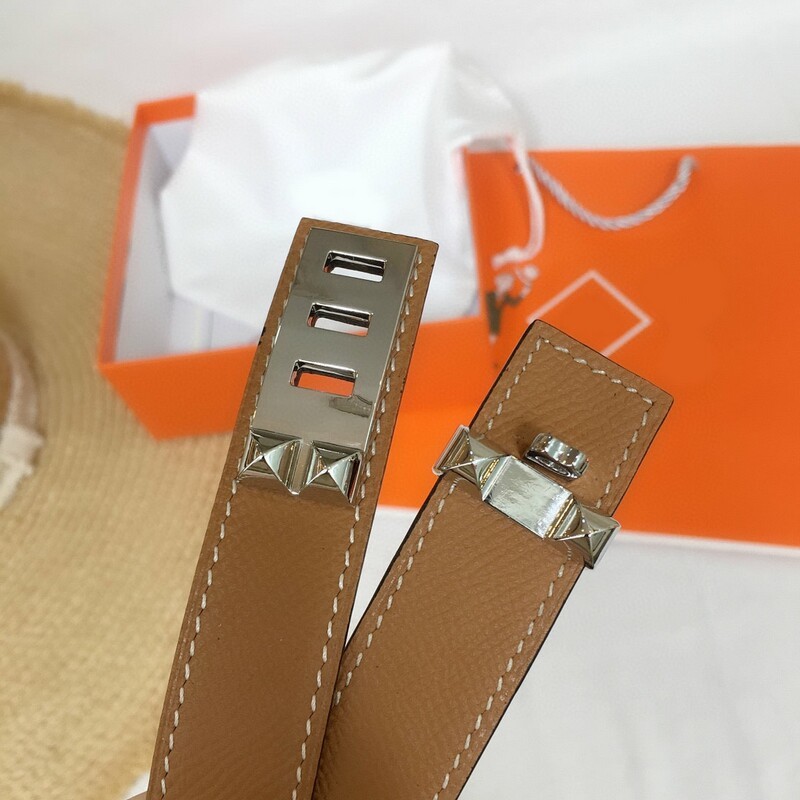 Elastic adjustable belt hand print top layer cowhide leather belt women's matching belt outerwear 2.5CM buckle thin belt