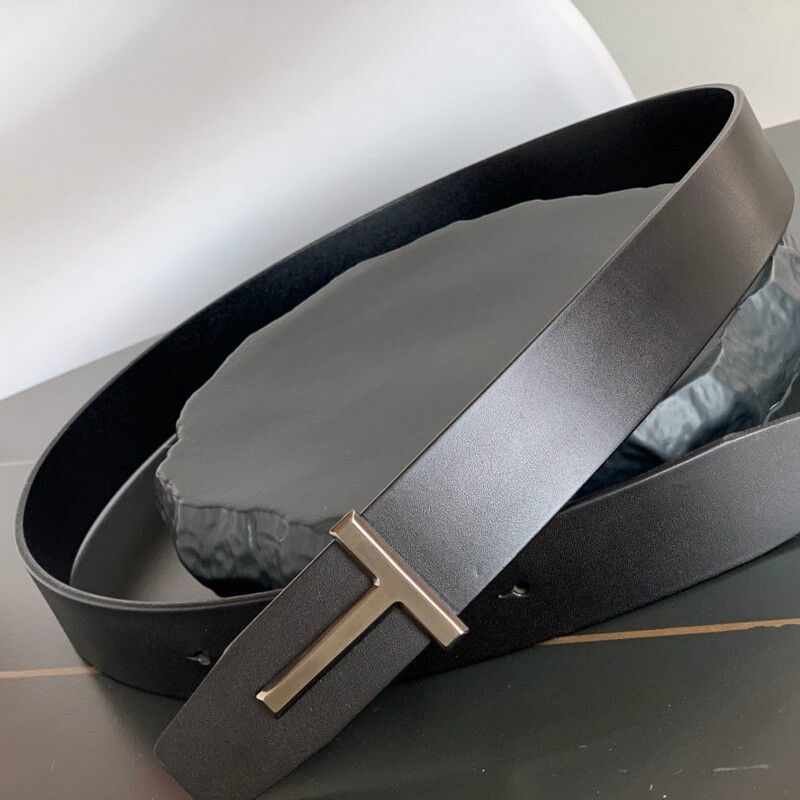 Business men's high quality leather belt end plate buckle T-buckle simple 4.0 stainless steel buckle full head layer leather