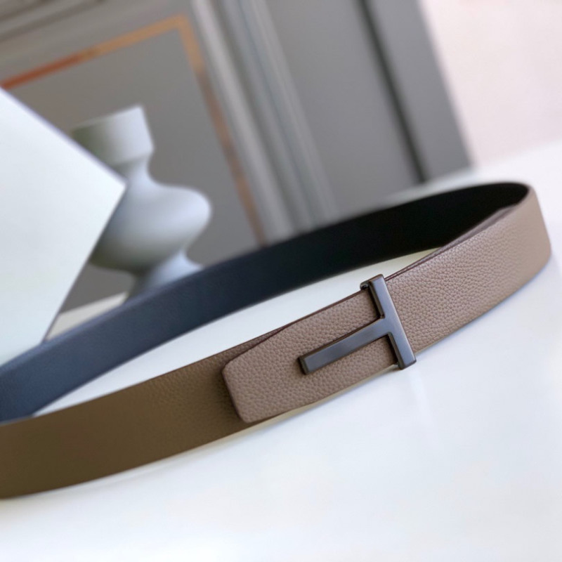 Business men's leather belt High quality double leather stainless steel T buckle leather belt Listripe 4.0 simple west wear belt