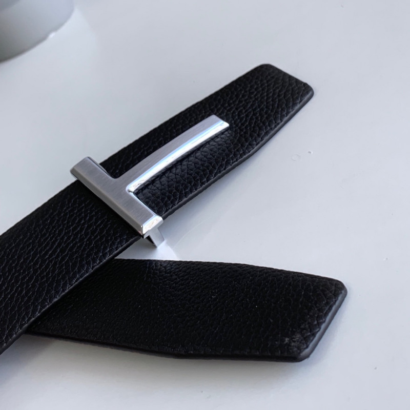 Business men's leather belt High quality double leather stainless steel T buckle leather belt Listripe 4.0 simple west wear belt