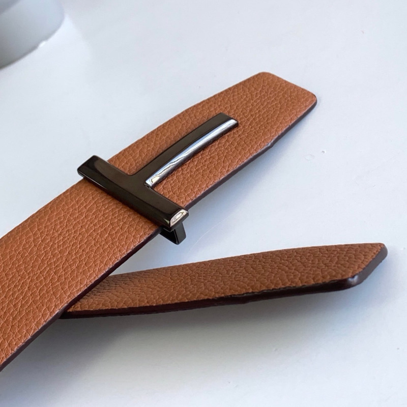 Business men's leather belt High quality double leather stainless steel T buckle leather belt Listripe 4.0 simple west wear belt