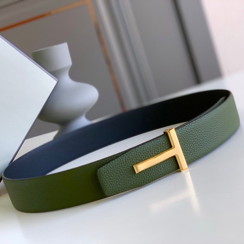 Business men's leather belt High quality double leather stainless steel T buckle leather belt Listripe 4.0 simple west wear belt