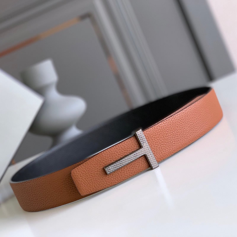 Business men's leather belt High quality double leather stainless steel T buckle leather belt Listripe 4.0 simple west wear belt