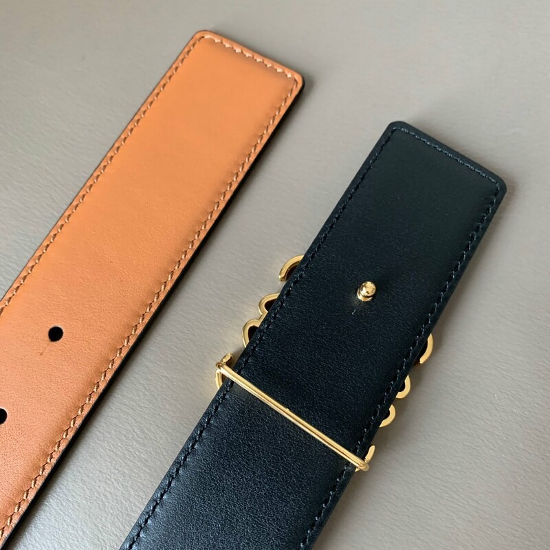 High quality cowhide 4.0 with belt Stylish plain waistband 4 leaf grass copper buckle leather belt for both sides of the top layer