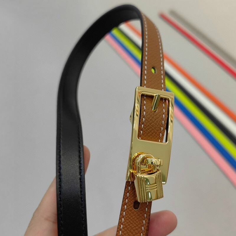 Color cowhide women's belt two color with fashion needle belt 1.3CM fine cross waist decorated with lock needle belt