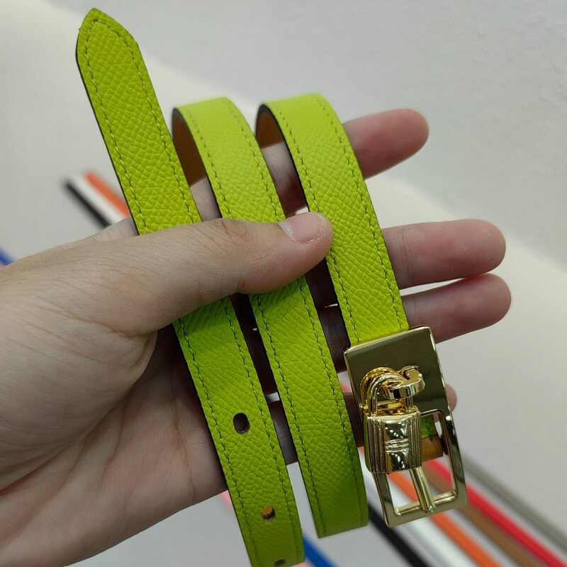 Color cowhide women's belt two color with fashion needle belt 1.3CM fine cross waist decorated with lock needle belt