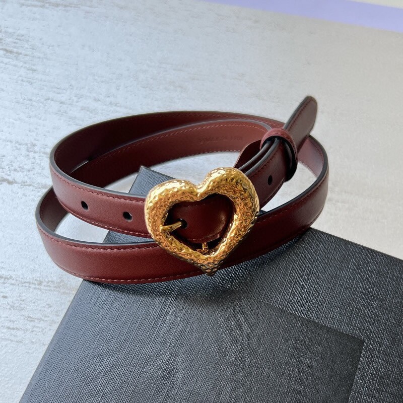 Flat grain cowhood decorative belt 2.0 love girl pants belt waist ornaments delicate heart copper needle type head belt