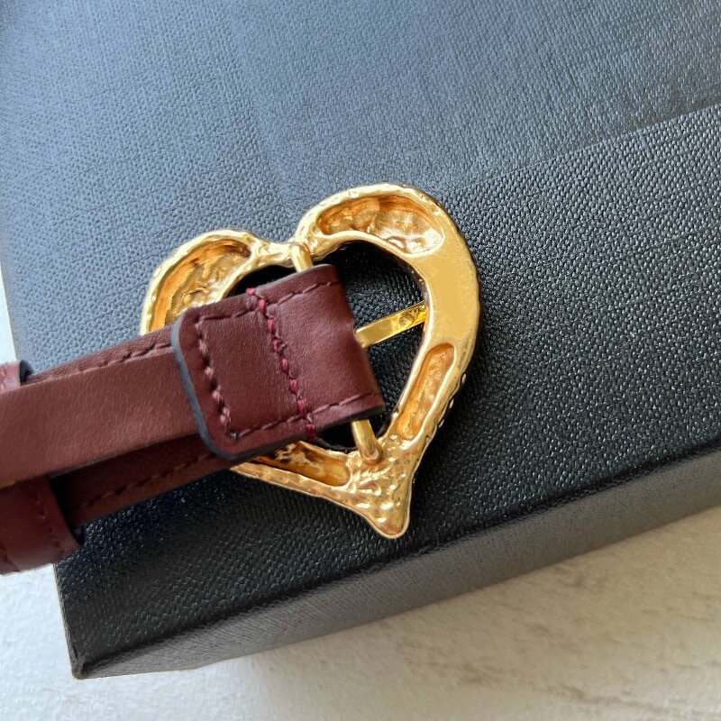 Flat grain cowhood decorative belt 2.0 love girl pants belt waist ornaments delicate heart copper needle type head belt