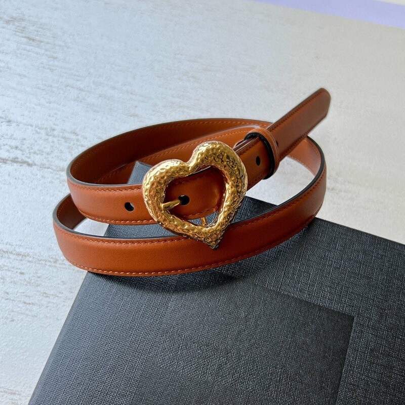 Flat grain cowhood decorative belt 2.0 love girl pants belt waist ornaments delicate heart copper needle type head belt