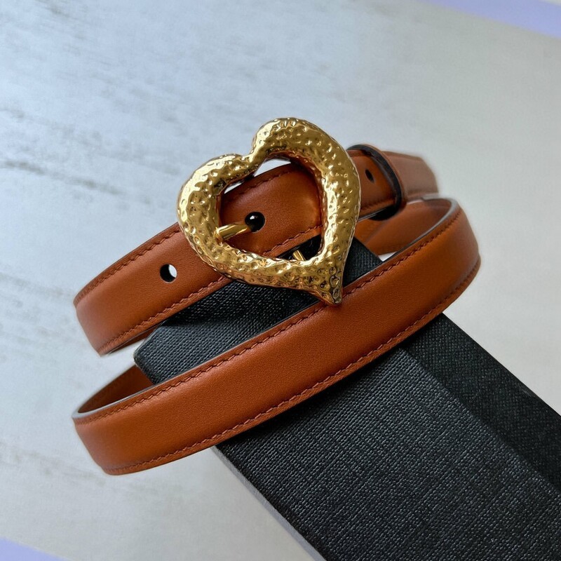 Flat grain cowhood decorative belt 2.0 love girl pants belt waist ornaments delicate heart copper needle type head belt