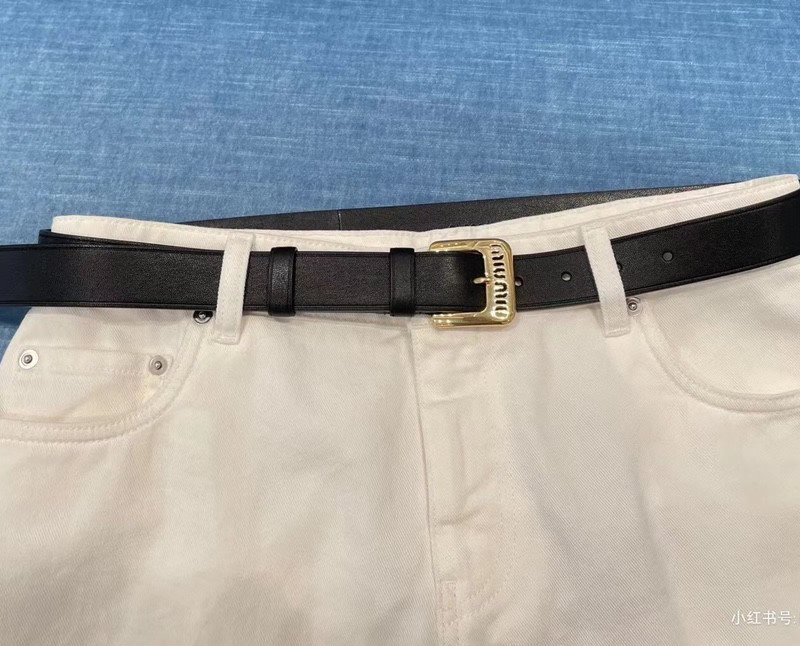 Full head Layer double sided cowhide needle type belt miumiu single loop waist pin buckle Belt 3.0CM simple suit denim belt
