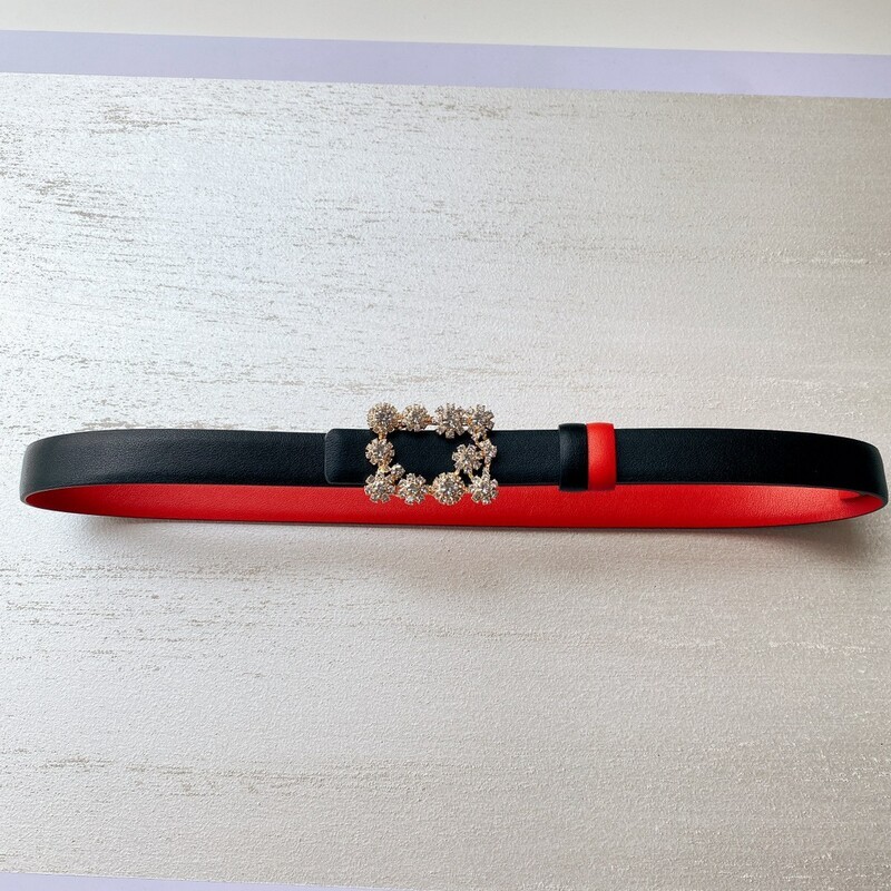 Waist ornament cowhide dual-use belt fashion 2.0 fine version snow bead diamond buckle belt hanging buckle women's belt