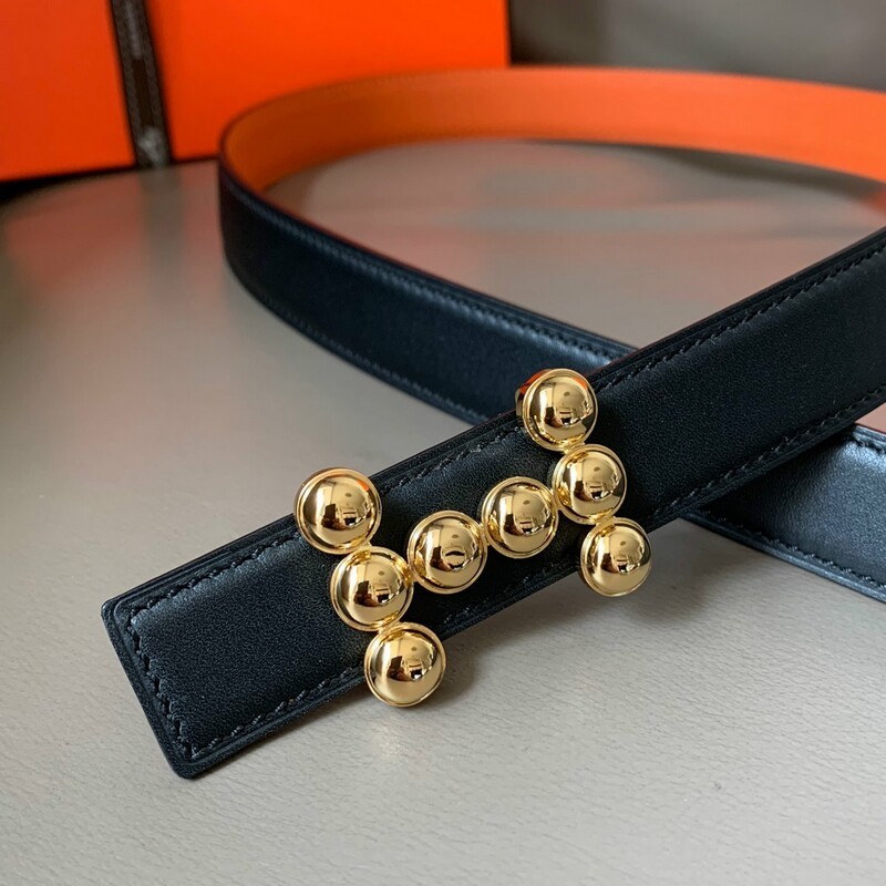 Polka dot steel buckle women's double cowhide palm belt positive leather 2.5 Jeans accessories dual-purpose H plate buckle style belt