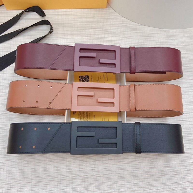 Positive leather wide version waist decoration women's belt 6.0 double hole FF waist retraction dress with smooth buckle accessories waist cover