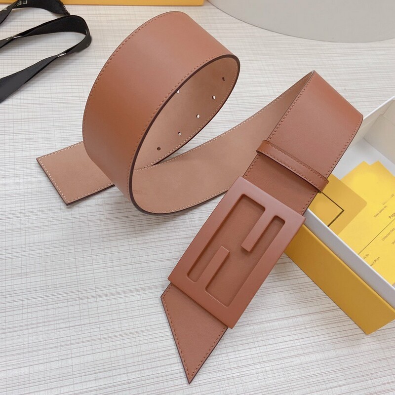 Positive leather wide version waist decoration women's belt 6.0 double hole FF waist retraction dress with smooth buckle accessories waist cover