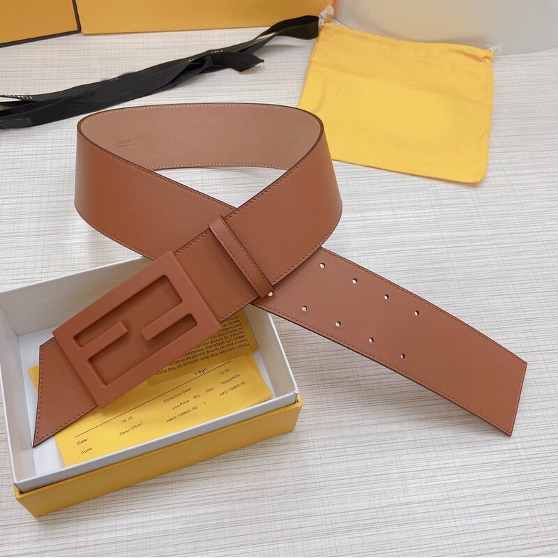 Positive leather wide version waist decoration women's belt 6.0 double hole FF waist retraction dress with smooth buckle accessories waist cover