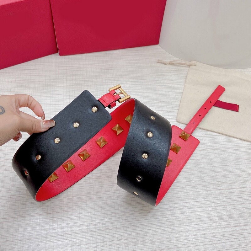 Wide version 7.0 Women's Waist Cover Pyramid full Hardware accessories Belt high-quality positive leather dress belt