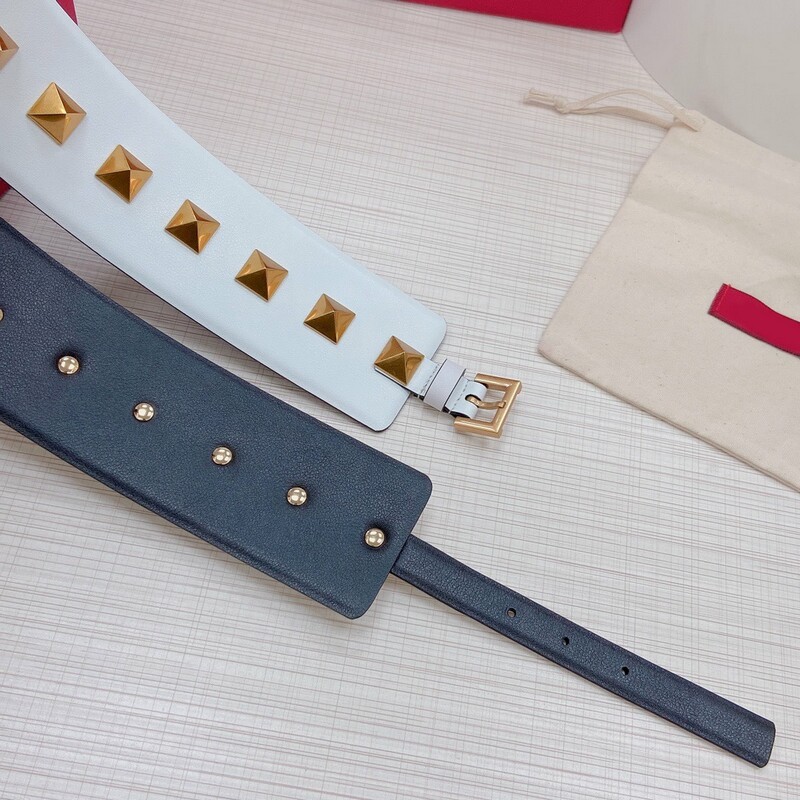 Wide version 7.0 Women's Waist Cover Pyramid full Hardware accessories Belt high-quality positive leather dress belt