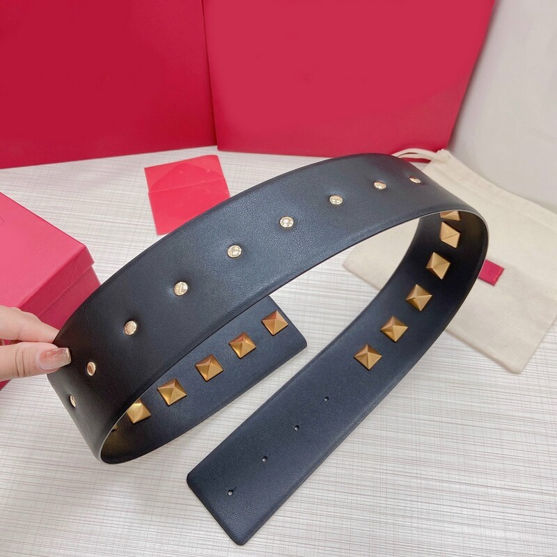 Wide version 7.0 Women's Waist Cover Pyramid full Hardware accessories Belt high-quality positive leather dress belt