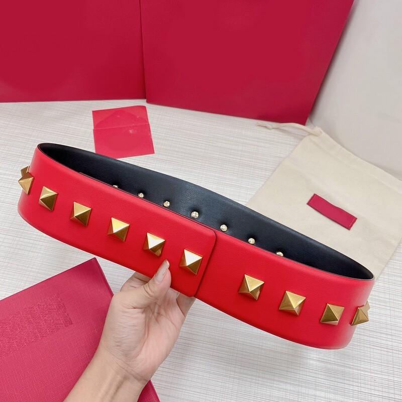 Wide version 7.0 Women's Waist Cover Pyramid full Hardware accessories Belt high-quality positive leather dress belt