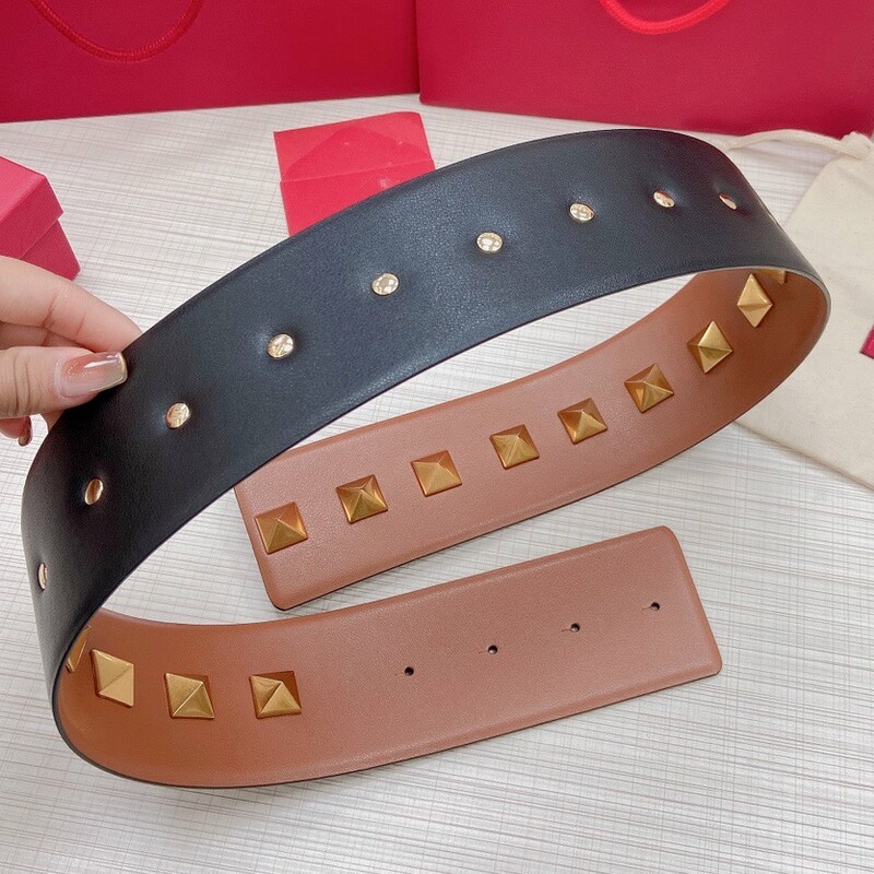 Wide version 7.0 Women's Waist Cover Pyramid full Hardware accessories Belt high-quality positive leather dress belt