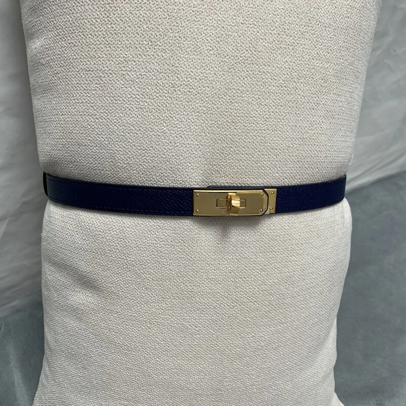 Retractable high quality steel buckle fine belt lady skirt leather palmprint head layer leather trim waist suit belt