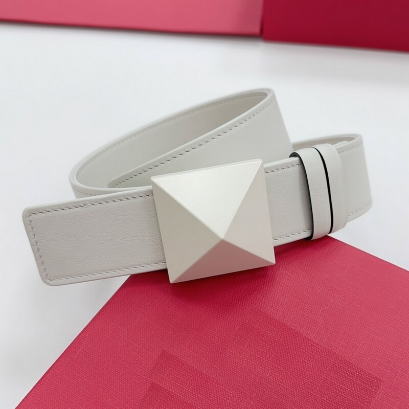 Casual women's belt dual-use wide version cowhide color head layer women's belt Pyramid buckle 4.0CM waist decoration belt