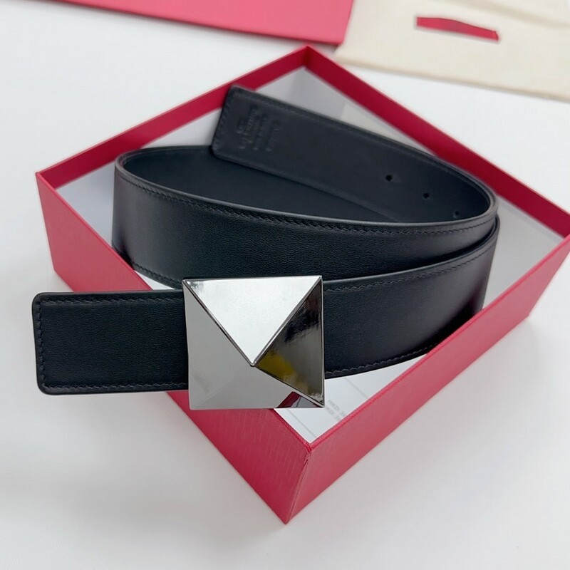 Casual women's belt dual-use wide version cowhide color head layer women's belt Pyramid buckle 4.0CM waist decoration belt