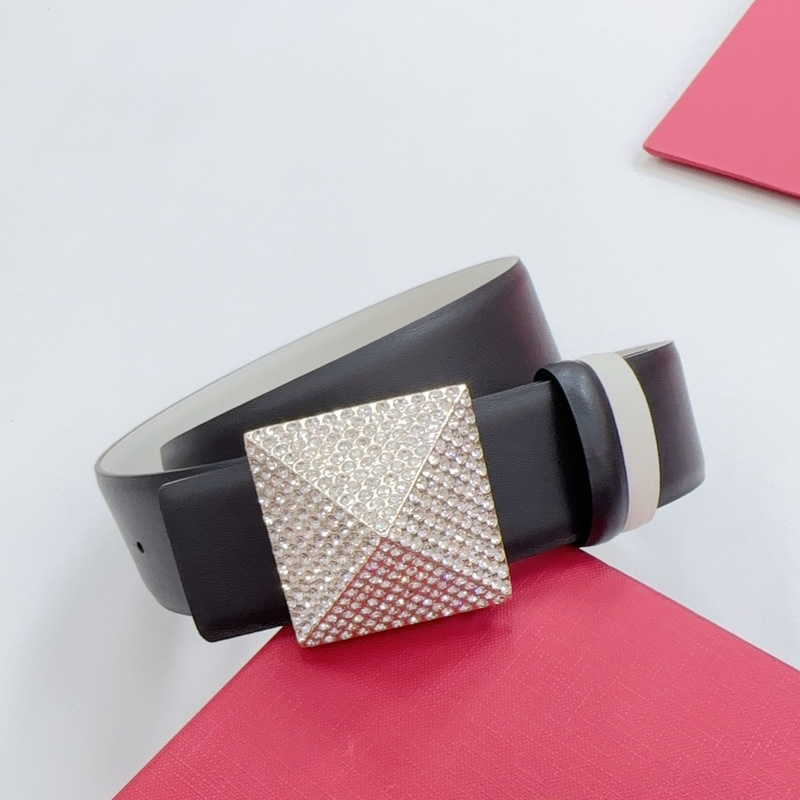 Colorful Pyramid diamond buckle women's Belt 4.0 cowhide dual-purpose belt waist accessories women's matching dress sash
