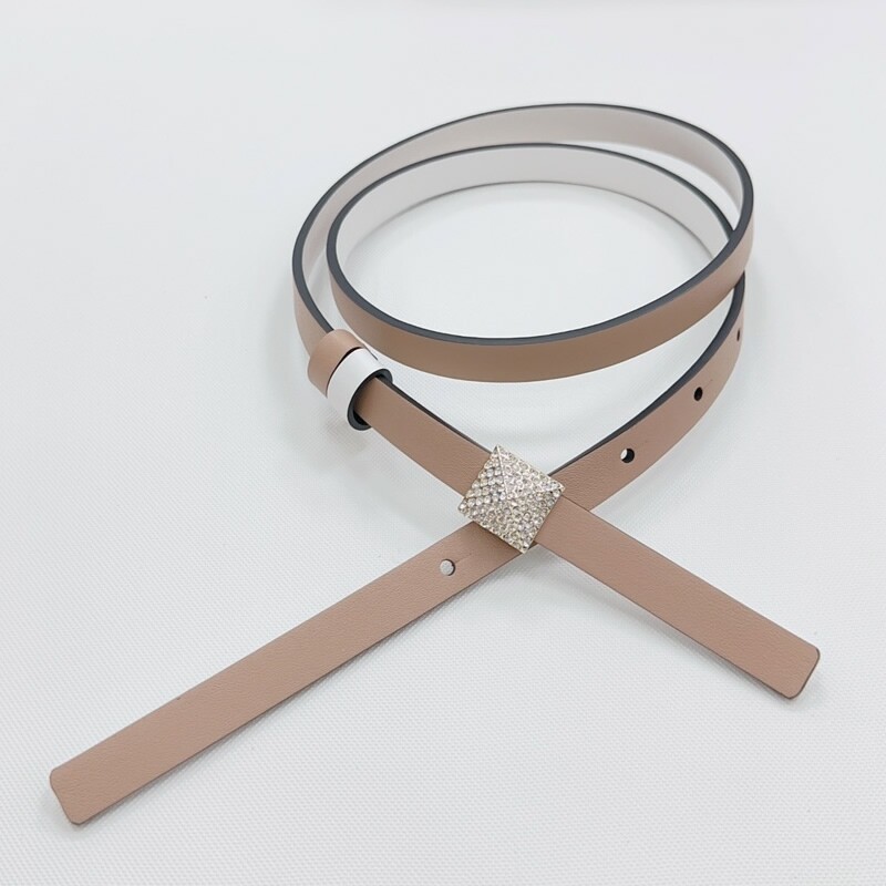 Leather fine version 1.2 with waist trim colorful women's pantbelt with drill pointed pile top coat thin waist belt