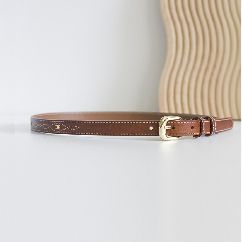 Fashion mini Arc de Triomphe French retro inlaid hardware women's belt belt tree paste cowhide needle buckle fashionable sash