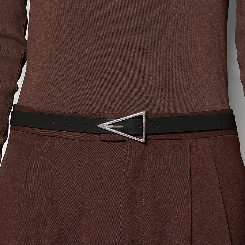 Triangle buckle needle type head belt with double cowhide belt waist decoration cowhide needle buckle female belt