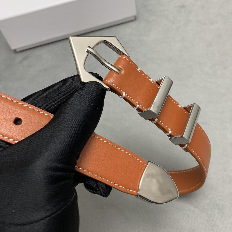 Casual needle buckle style belt women's fine version of cowhide belt double-sided head layer belt accessories medium skirt belt