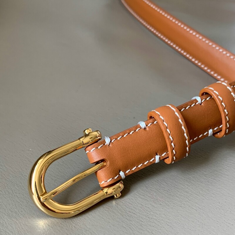 Positive leather double calfskin small waist needle buckle belt Trend 1.8cm women's denim belt with full pin buckle women's sash