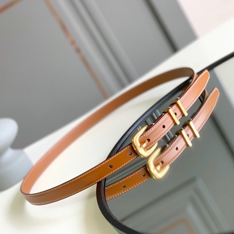 Chic double ring women's belt Thin version 1.8CM cowhide small belt Denim accessories simple small needle belt