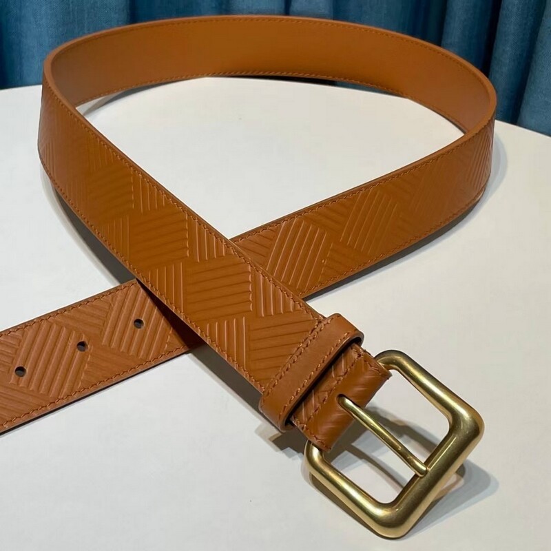 Waxed cowhide embossed belt 3.5CM needle type cowhide belt for men and women with embossed cowhide waistband