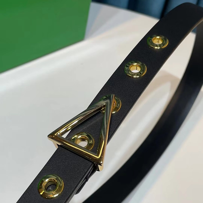 Fashion women's belt 2.0 calfskin double head layer color positive leather simple triangle head waist decoration belt belt