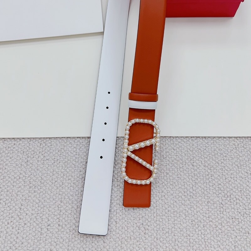 Waist fashion women's belt 4.0CM large V bead buckle leather belt calfskin color matching coat belt