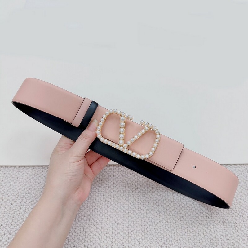 Waist fashion women's belt 4.0CM large V bead buckle leather belt calfskin color matching coat belt