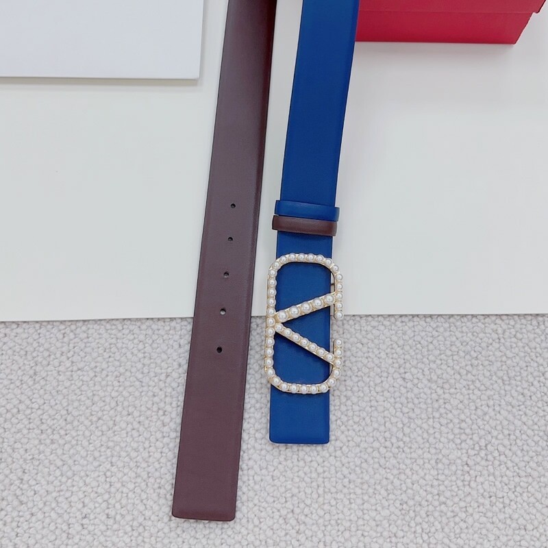 Waist fashion women's belt 4.0CM large V bead buckle leather belt calfskin color matching coat belt