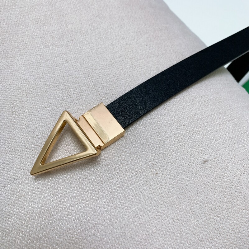 Rotary triangle plate buckle double-sided positive leather belt 2.0 slim waist rotating head dual-purpose leather belt for women