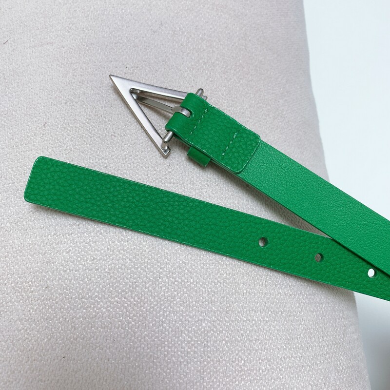 High quality positive leather green needle belt for women Minimalist waist belt for women with waist trim 2.0 slim waist belt