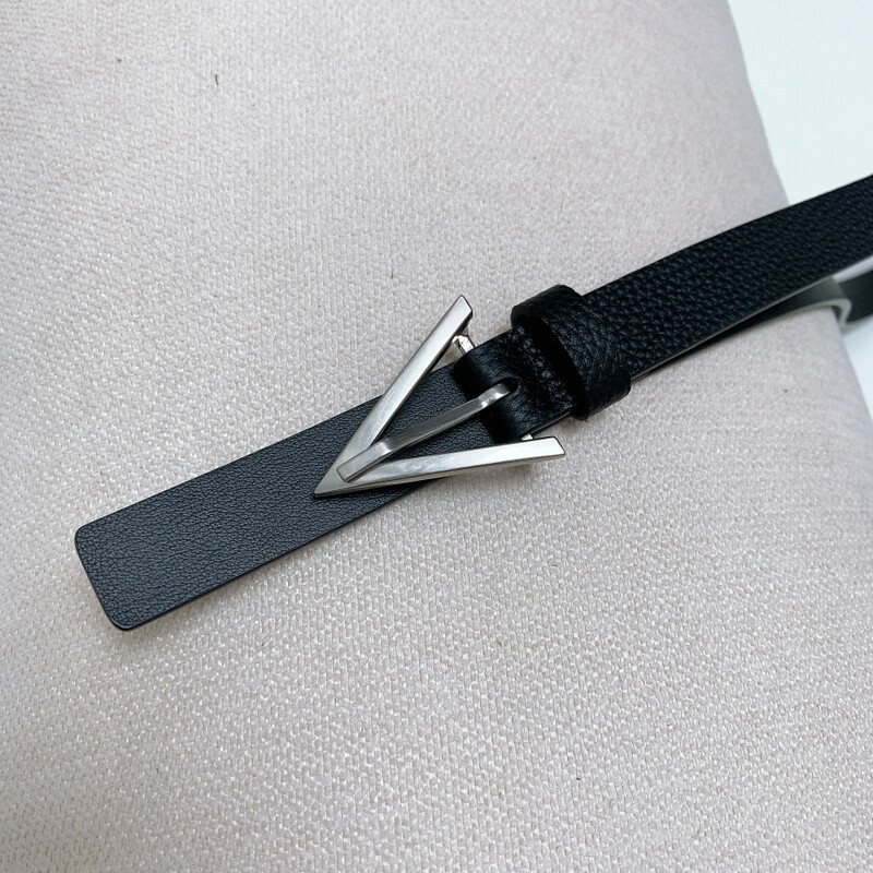 High quality positive leather green needle belt for women Minimalist waist belt for women with waist trim 2.0 slim waist belt