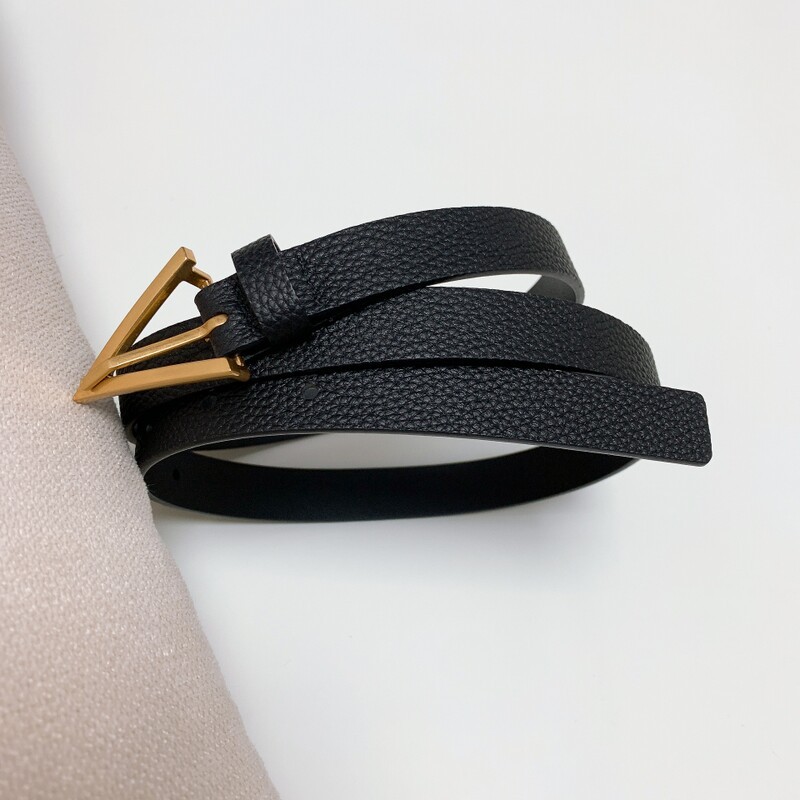 High quality positive leather green needle belt for women Minimalist waist belt for women with waist trim 2.0 slim waist belt