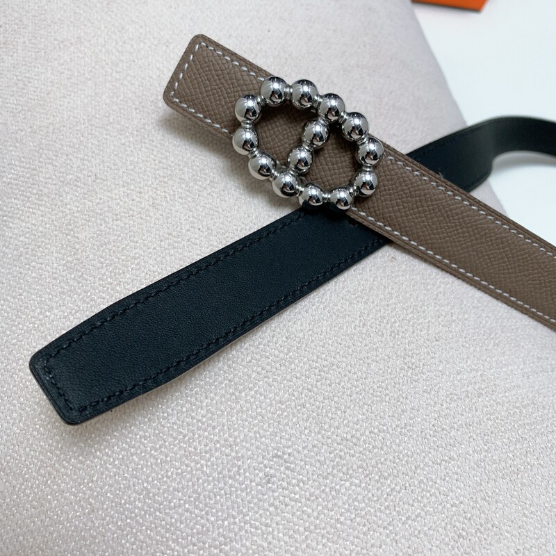 Cowhide fish grain 2.5CM accessory belt Simple jeans for girls with reversible dual-use high-quality dress belt