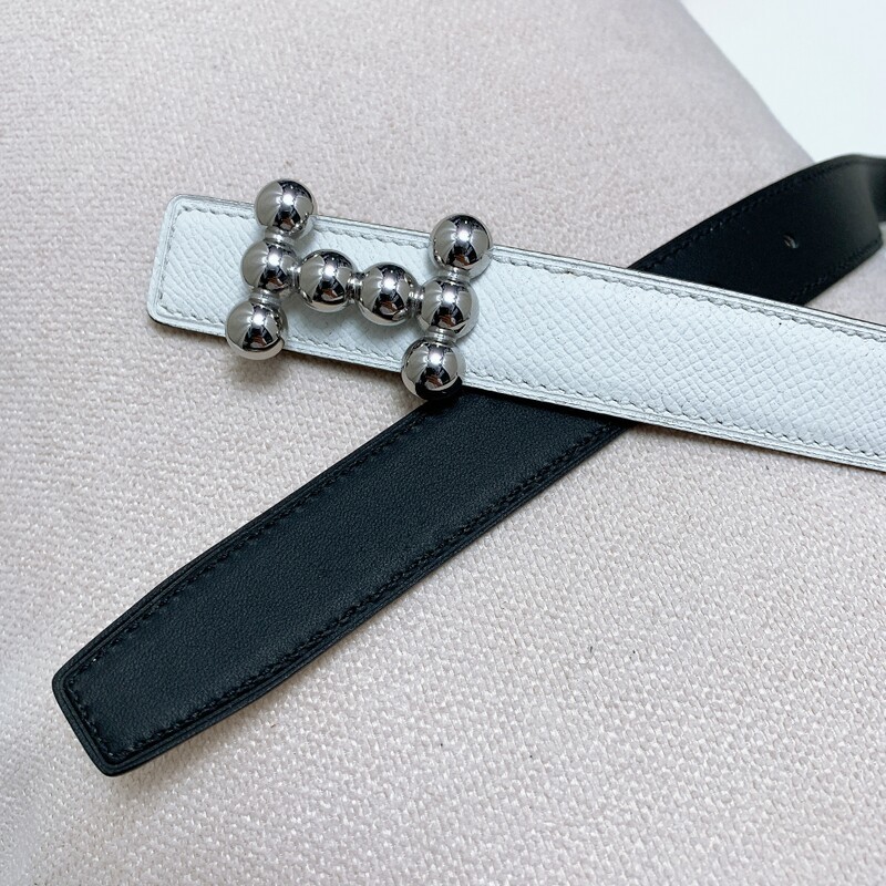 Cowhide fish grain 2.5CM accessory belt Simple jeans for girls with reversible dual-use high-quality dress belt